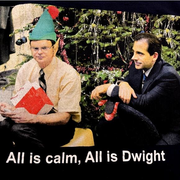 OLD NAVY The Office All is Calm All is Dwight Christmas Graphic Tee, Size S - Picture 2 of 4